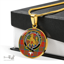 Scottish MacPherson of Cluny Ancient Clan Tartan Circle Necklace - Crest Classic Scottish Plaid Tartan Plaid