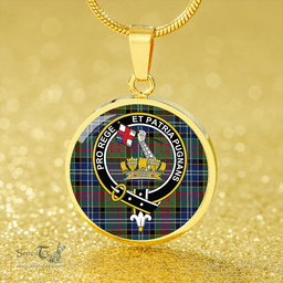 Scottish Paisley Drennan (Drennan Drennan) Modern Clan Tartan Circle Necklace - Crest Classic Scottish Plaid Tartan Plaid