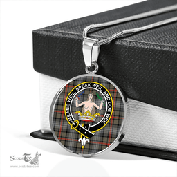 Scottish Urquhart #2 Ancient Clan Tartan Circle Necklace - Crest Classic Scottish Plaid Tartan Plaid