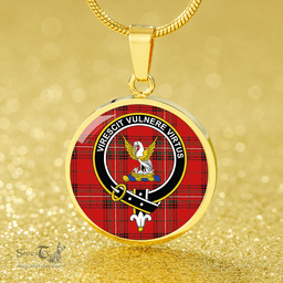 Scottish Stewart of Rothesay Modern Clan Tartan Circle Necklace - Crest Classic Scottish Plaid Tartan Plaid
