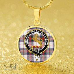 Scottish MacKintosh Dress #2 Modern Clan Tartan Circle Necklace - Crest Classic Scottish Plaid Tartan Plaid