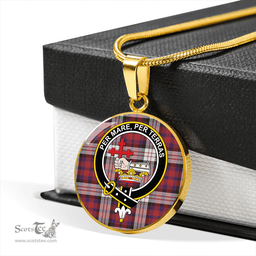 Scottish MacDonald Dress; Irish Weathered Clan Tartan Circle Necklace - Crest Classic Scottish Plaid Tartan Plaid