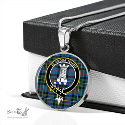 Scottish MacCallum of Berwick Ancient Clan Tartan Circle Necklace - Crest Classic Scottish Plaid Tartan Plaid