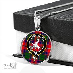 Scottish Riddell Clan Tartan Circle Necklace - Crest Classic Scottish Plaid Tartan Plaid