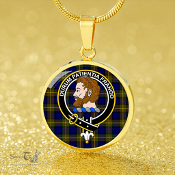Scottish More (Muir) Clan Tartan Circle Necklace - Crest Classic Scottish Plaid Tartan Plaid