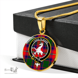 Scottish Riddell Clan Tartan Circle Necklace - Crest Classic Scottish Plaid Tartan Plaid