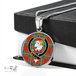 Scottish Ruthven Ancient Clan Tartan Circle Necklace - Crest Classic Scottish Plaid Tartan Plaid