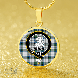 Scottish MacNaughton Dress Ancient Clan Tartan Circle Necklace - Crest Classic Scottish Plaid Tartan Plaid