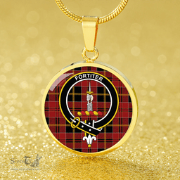 Scottish MacAlister of Skye Modern Clan Tartan Circle Necklace - Crest Classic Scottish Plaid Tartan Plaid