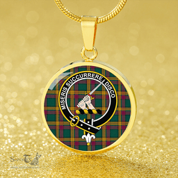 Scottish MacMillan Ancient (Clans Originaux) Modern Clan Tartan Circle Necklace - Crest Classic Scottish Plaid Tartan Plaid