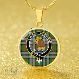 Scottish MacNeish Hunting Ancient Clan Tartan Circle Necklace - Crest Classic Scottish Plaid Tartan Plaid