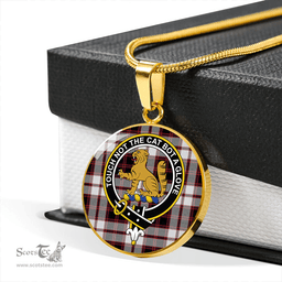 Scottish MacPherson of Pitmain Modern Clan Tartan Circle Necklace - Crest Classic Scottish Plaid Tartan Plaid
