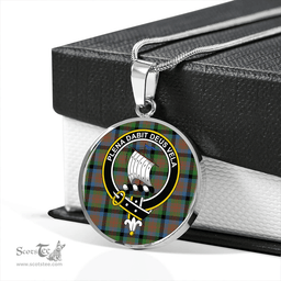 Scottish Tennant Ancient Clan Tartan Circle Necklace - Crest Classic Scottish Plaid Tartan Plaid