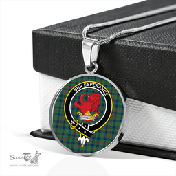 Scottish Moncrieffe of Atholl Modern Clan Tartan Circle Necklace - Crest Classic Scottish Plaid Tartan Plaid