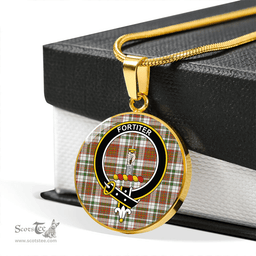 Scottish MacAlister Dress Ancient Clan Tartan Circle Necklace - Crest Classic Scottish Plaid Tartan Plaid