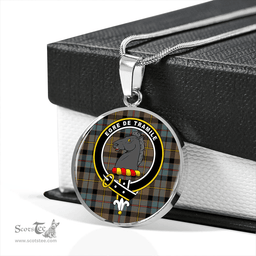 Scottish Tait Weathered Clan Tartan Circle Necklace - Crest Classic Scottish Plaid Tartan Plaid