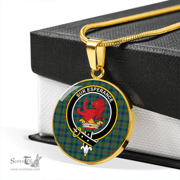 Scottish Moncrieffe of Atholl Modern Clan Tartan Circle Necklace - Crest Classic Scottish Plaid Tartan Plaid