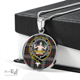 Scottish Urquhart #2 Modern Clan Tartan Circle Necklace - Crest Classic Scottish Plaid Tartan Plaid