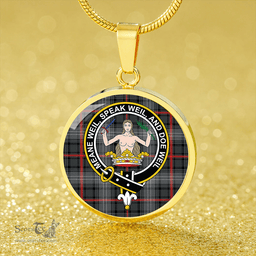 Scottish Urquhart #2 Modern Clan Tartan Circle Necklace - Crest Classic Scottish Plaid Tartan Plaid