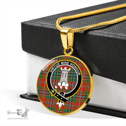 Scottish MacLean of Duart Ancient Clan Tartan Circle Necklace - Crest Classic Scottish Plaid Tartan Plaid