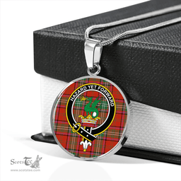 Scottish Seton Ancient Clan Tartan Circle Necklace - Crest Classic Scottish Plaid Tartan Plaid