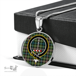 Scottish Rankin #2 Ancient Clan Tartan Circle Necklace - Crest Classic Scottish Plaid Tartan Plaid