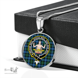 Scottish Urquhart (Smibert) Ancient Clan Tartan Circle Necklace - Crest Classic Scottish Plaid Tartan Plaid