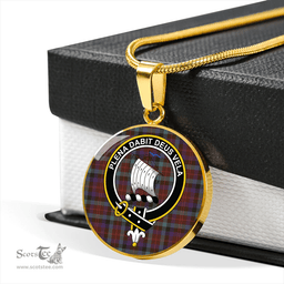 Scottish Tennant Weathered Clan Tartan Circle Necklace - Crest Classic Scottish Plaid Tartan Plaid