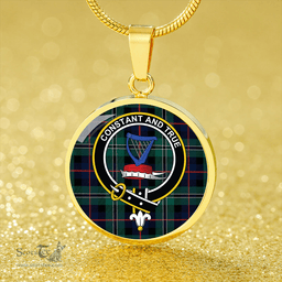 Scottish Rose Hunting Modern Clan Tartan Circle Necklace - Crest Classic Scottish Plaid Tartan Plaid