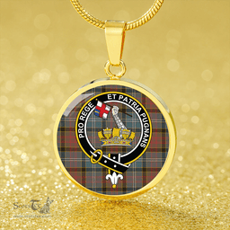 Scottish Paisley District (Drennan District) Weathered Clan Tartan Circle Necklace - Crest Classic Scottish Plaid Tartan Plaid
