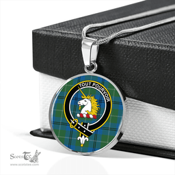 Scottish Oliphant Ancient Clan Tartan Circle Necklace - Crest Classic Scottish Plaid Tartan Plaid