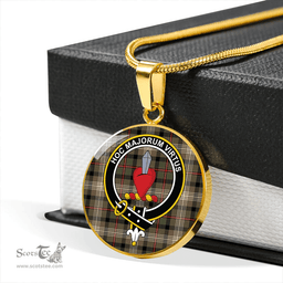Scottish Logan #8 Ancient Clan Tartan Circle Necklace - Crest Classic Scottish Plaid Tartan Plaid