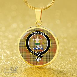Scottish Murray Mungo Modern Clan Tartan Circle Necklace - Crest Classic Scottish Plaid Tartan Plaid