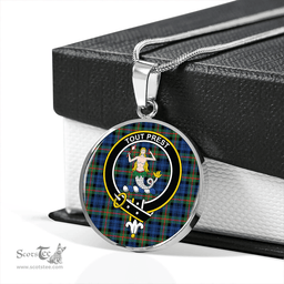 Scottish Murray Modern Clan Tartan Circle Necklace - Crest Classic Scottish Plaid Tartan Plaid