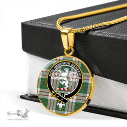 Scottish MacDiarmid Dress Ancient Clan Tartan Circle Necklace - Crest Classic Scottish Plaid Tartan Plaid