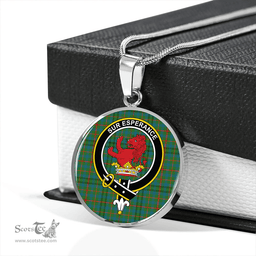 Scottish Moncrieffe of Atholl Ancient Clan Tartan Circle Necklace - Crest Classic Scottish Plaid Tartan Plaid