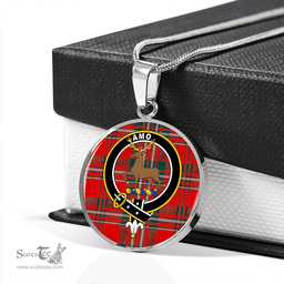 Scottish Scott Modern Clan Tartan Circle Necklace - Crest Classic Scottish Plaid Tartan Plaid