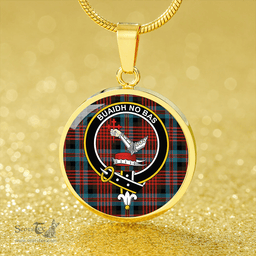 Scottish MacDougall William Ancient Clan Tartan Circle Necklace - Crest Classic Scottish Plaid Tartan Plaid