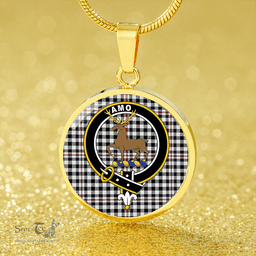 Scottish Scott (Sir Walter) #2 Modern Clan Tartan Circle Necklace - Crest Classic Scottish Plaid Tartan Plaid