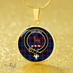 Scottish MacCorquodale Modern Clan Tartan Circle Necklace - Crest Classic Scottish Plaid Tartan Plaid