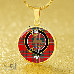 Scottish Scott Modern Clan Tartan Circle Necklace - Crest Classic Scottish Plaid Tartan Plaid