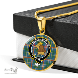 Scottish Mary, Queen of Scots Ancient Clan Tartan Circle Necklace - Crest Classic Scottish Plaid Tartan Plaid