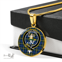 Scottish Murray Modern Clan Tartan Circle Necklace - Crest Classic Scottish Plaid Tartan Plaid
