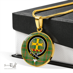 Scottish Symington Ancient Clan Tartan Circle Necklace - Crest Classic Scottish Plaid Tartan Plaid