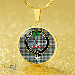 Scottish MacKinlay Dress Ancient Clan Tartan Circle Necklace - Crest Classic Scottish Plaid Tartan Plaid