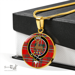 Scottish Scott Modern Clan Tartan Circle Necklace - Crest Classic Scottish Plaid Tartan Plaid