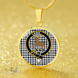 Scottish Scott (Sir Walter) #2 Ancient Clan Tartan Circle Necklace - Crest Classic Scottish Plaid Tartan Plaid