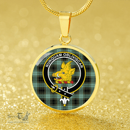 Scottish MacIver Ancient Clan Tartan Circle Necklace - Crest Classic Scottish Plaid Tartan Plaid