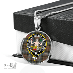 Scottish Urquhart Weathered Clan Tartan Circle Necklace - Crest Classic Scottish Plaid Tartan Plaid