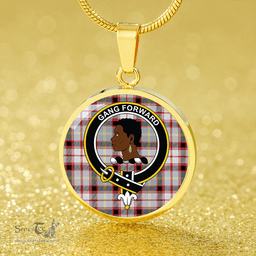 Scottish Stirling and Bannockburn Dress Modern Clan Tartan Circle Necklace - Crest Classic Scottish Plaid Tartan Plaid
